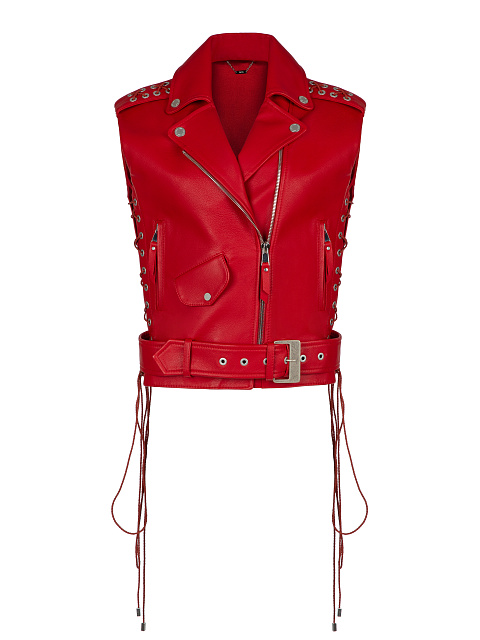 Red Leather Biker Vest, 1 Red Leather Biker Vest, 1