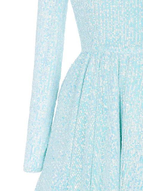 Light Blue Sequined One Sleeve Dress , 3