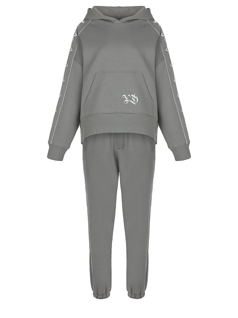 Grey Jersey Set With White Embroidery, 1