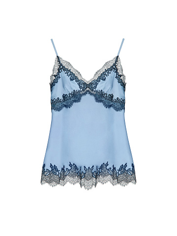 Blue Lace Silk Top, 1