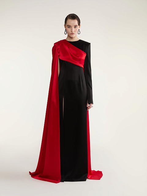 Black & Red Silk Maxi Dress, 3