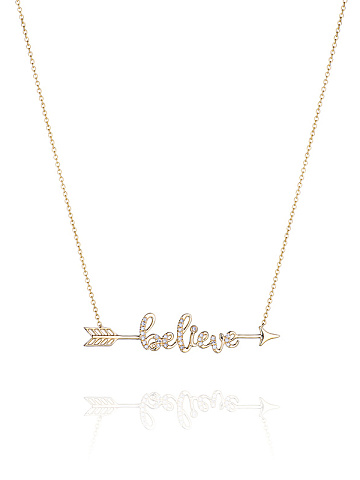 Yellow Gold & Diamonds "Believe" Necklace, 1