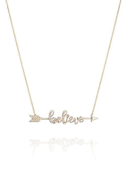 Yellow Gold & Diamonds "Believe" Necklace, 1