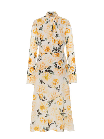 Milk Silk Midi Dress With Floral Print, 1