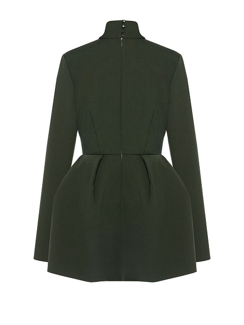 Green Draped Wool Mini Dress, 2