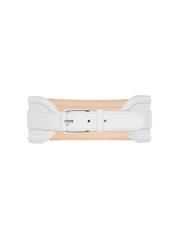 Wide White Leather Belt, 1