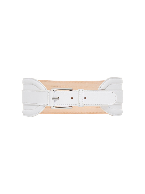 Wide White Leather Belt, 1 Wide White Leather Belt, 1