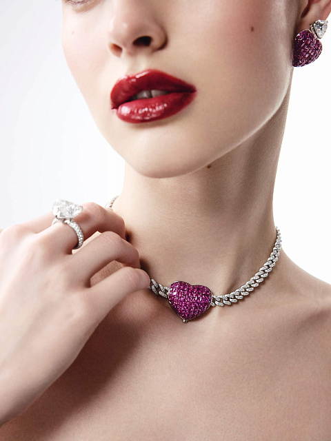 White gold necklace with rubies, 2