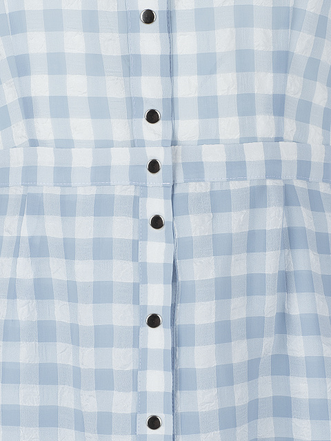 Light Blue Checked Mini Dress , 3