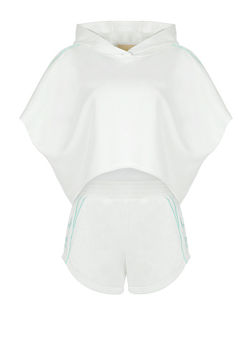 White & Mint Green Embroidery Jersey Set, 1