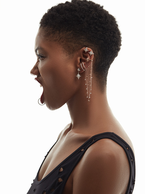 Round Diamond & White Gold Ear Cuff, 3