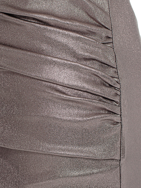 Powder pink faux leather mini skirt with draping, 4