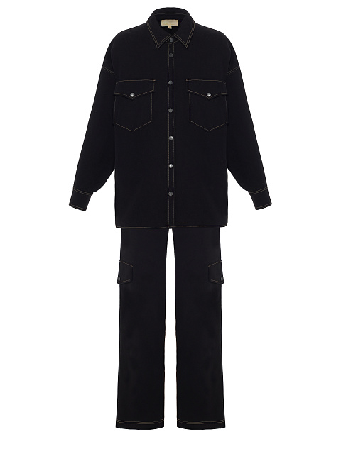 Black Cotton Printed Shirt & Pants, 1 Black Cotton Printed Shirt & Pants, 1