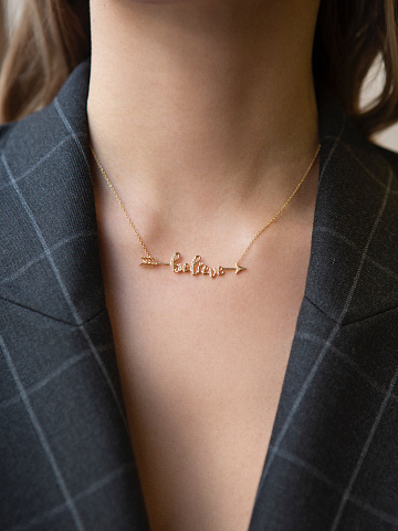 Yellow Gold & Diamonds "Believe" Necklace, 2