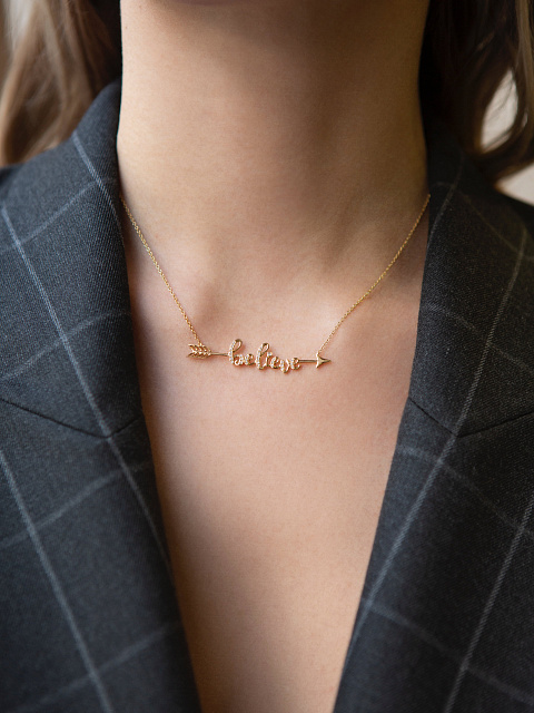 Yellow Gold & Diamonds "Believe" Necklace, 2