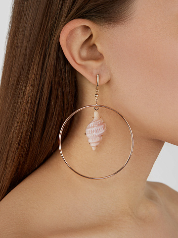 Mother of Pearl & Rose Gold Hoop Earrings, 2