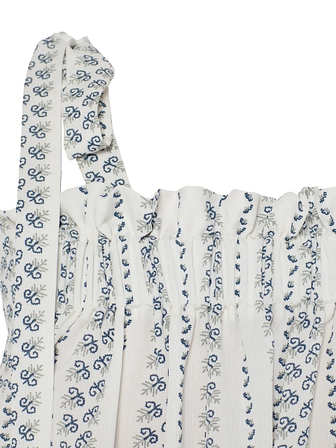 White Top With Blue Print And Tie Straps, 3