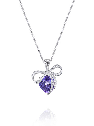 Heart Amethyst, Diamond & White Gold Necklace, 1