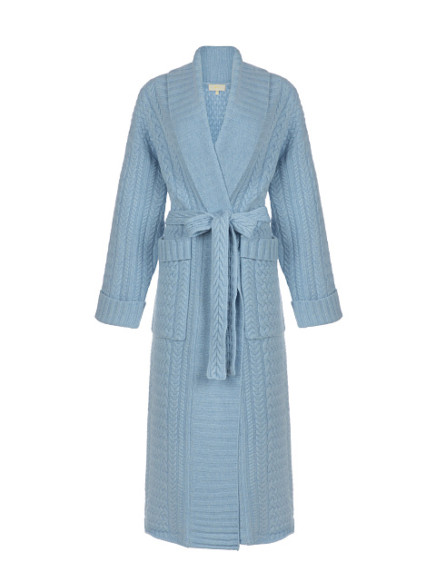 Light Blue Merino Wool & Cashmere Knitted Coat, 1