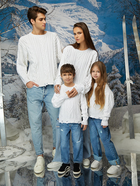 Kids White Cable Knit Cotton Mix Sweater, 6 Kids White Cable Knit Cotton Mix Sweater, 6