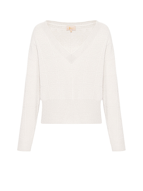 White Cashmere V-neck Sweater, 1