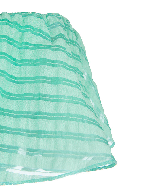 Turquoise Striped Chiffon Top & Midi Skirt, 3