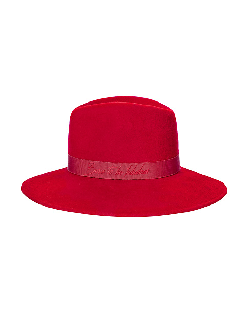 Red Embroidered Band Felt Hat, 1
