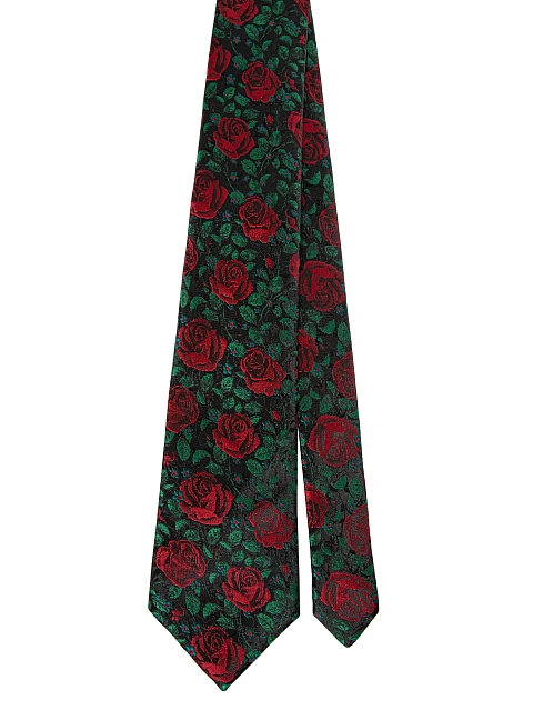 Black Rose Print Tie, 1