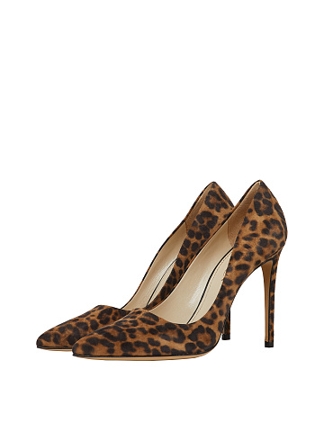 Leopard Print Suede Pumps, 1