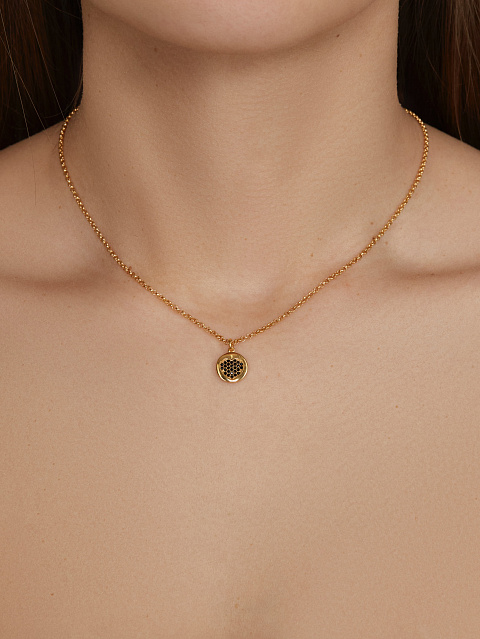 Yellow Silver & Black Cubic Zirkonia Necklace, 2 Yellow Silver & Black Cubic Zirkonia Necklace, 2