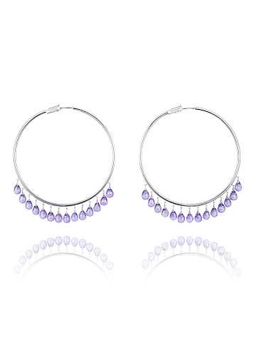Briolette Amethyst & White Gold Hoop Earrings, 1