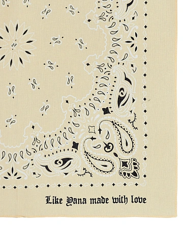 Beige Cotton Paisley Printed Bandana, 2