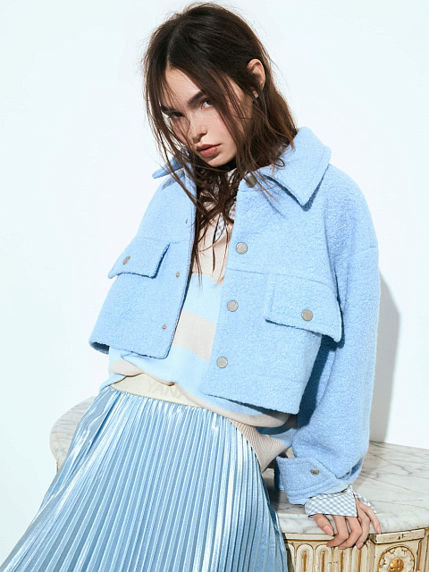 Light Blue Cropped Overshirt, 2