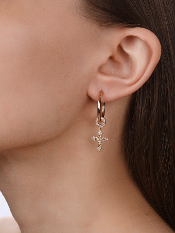 Yellow Diamond & Gold Hoop Earrings , 2