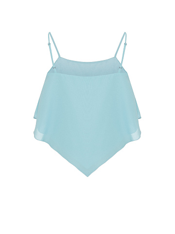 Light Blue Asymmetric Chiffon Top, 2