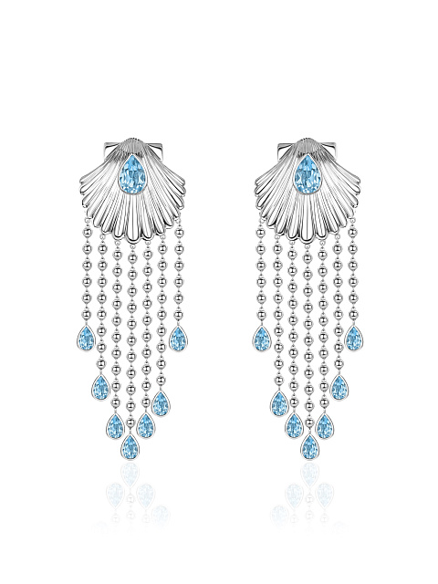 Long shell earrings with topazes, 1 Long shell earrings with topazes, 1