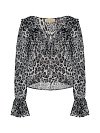 Серая блузка из шифона с леопардовым принтом