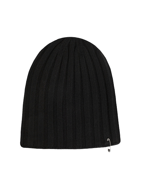 Black Cashmere Safety Pin Beanie, 1