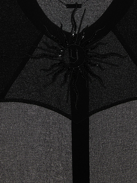 Black Embroidered Chiffon Blouse, 4