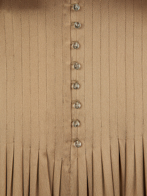 Brown Embroidered Silk Midi Dress, 4