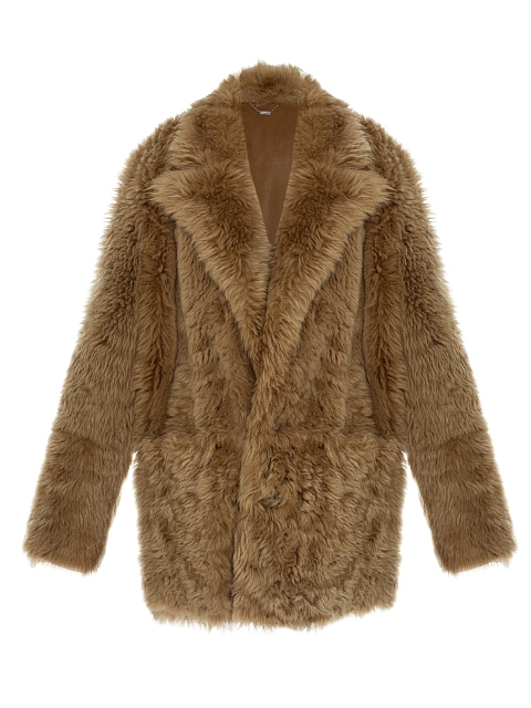 Brown Cropped Sheepskin Coat, 1