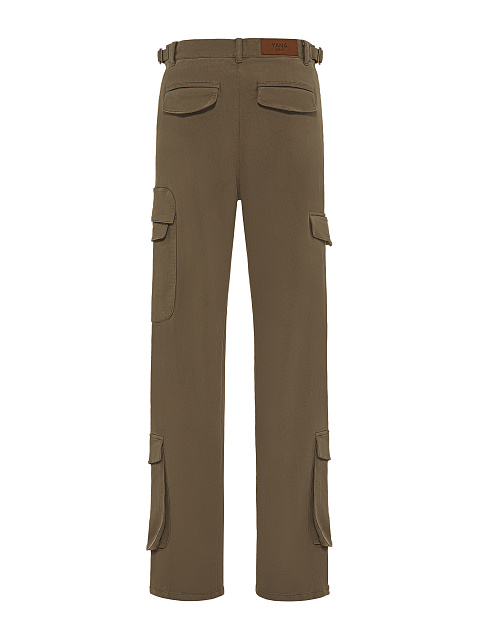 Khaki Cotton Cargo Pants, 2