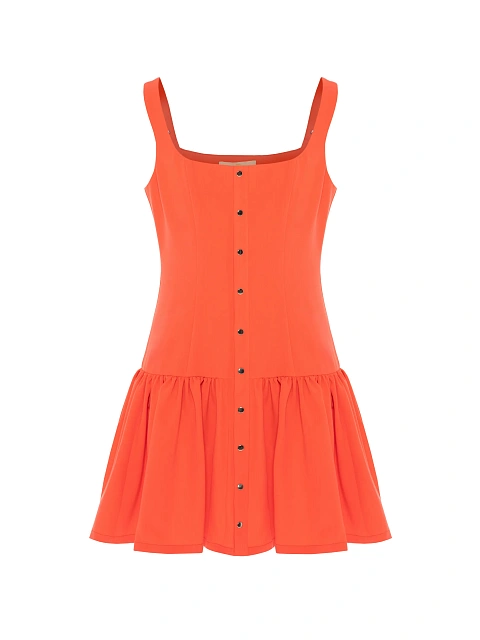Coral viscose mini dress, 1