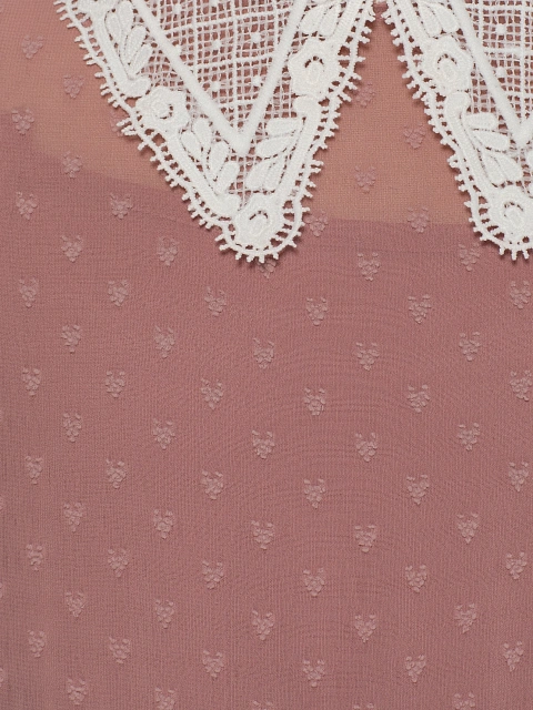 Girl's Dust Pink Lace Collar Chiffon Dress, 4 Girl's Dust Pink Lace Collar Chiffon Dress, 4