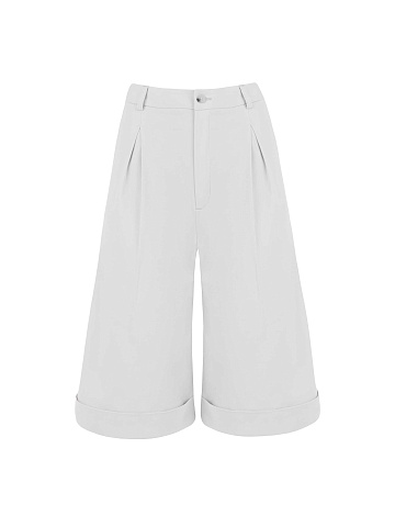 White Bermuda shorts made of thin cotton, 1