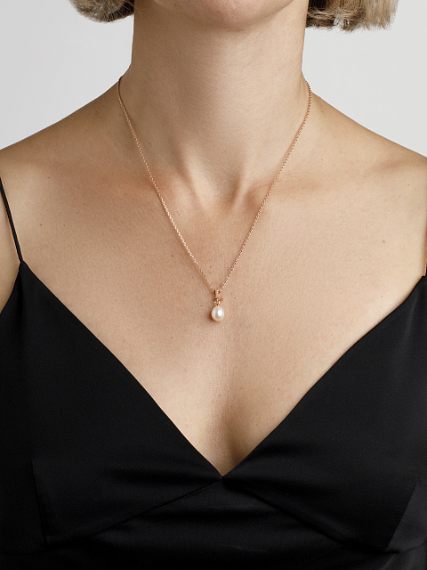 Gold-plated silver necklace with letter L pendant and pearl, 2