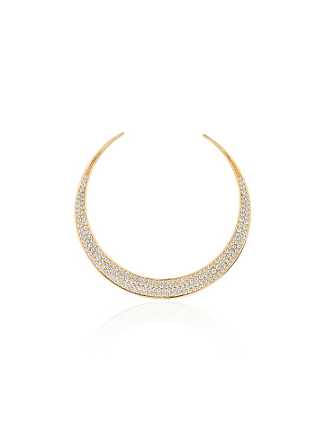 Cubic Zirkonia & Gold-Plating Silver Moon Barrette, 1