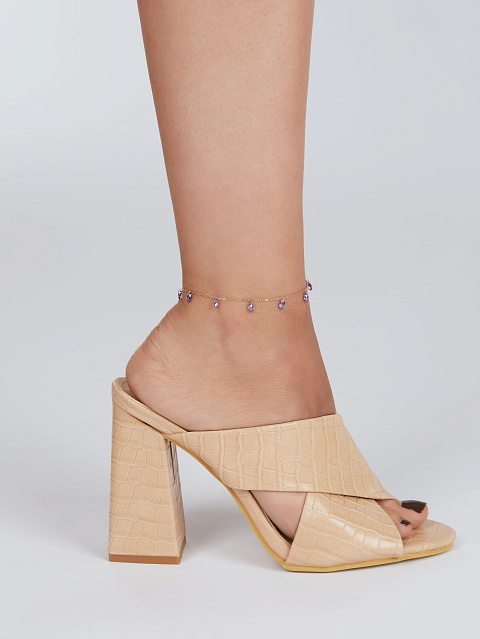 Rose Silver & Purple Cubic Zirkonia Anklet, 2 Rose Silver & Purple Cubic Zirkonia Anklet, 2