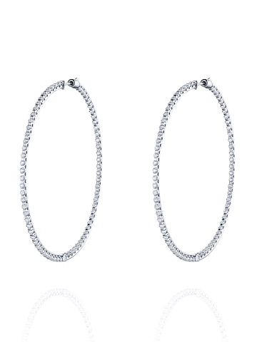 White Gold Diamond Hoop Earrings, 1
