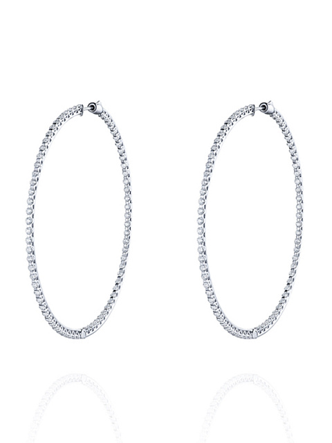 White Gold Diamond Hoop Earrings, 1
